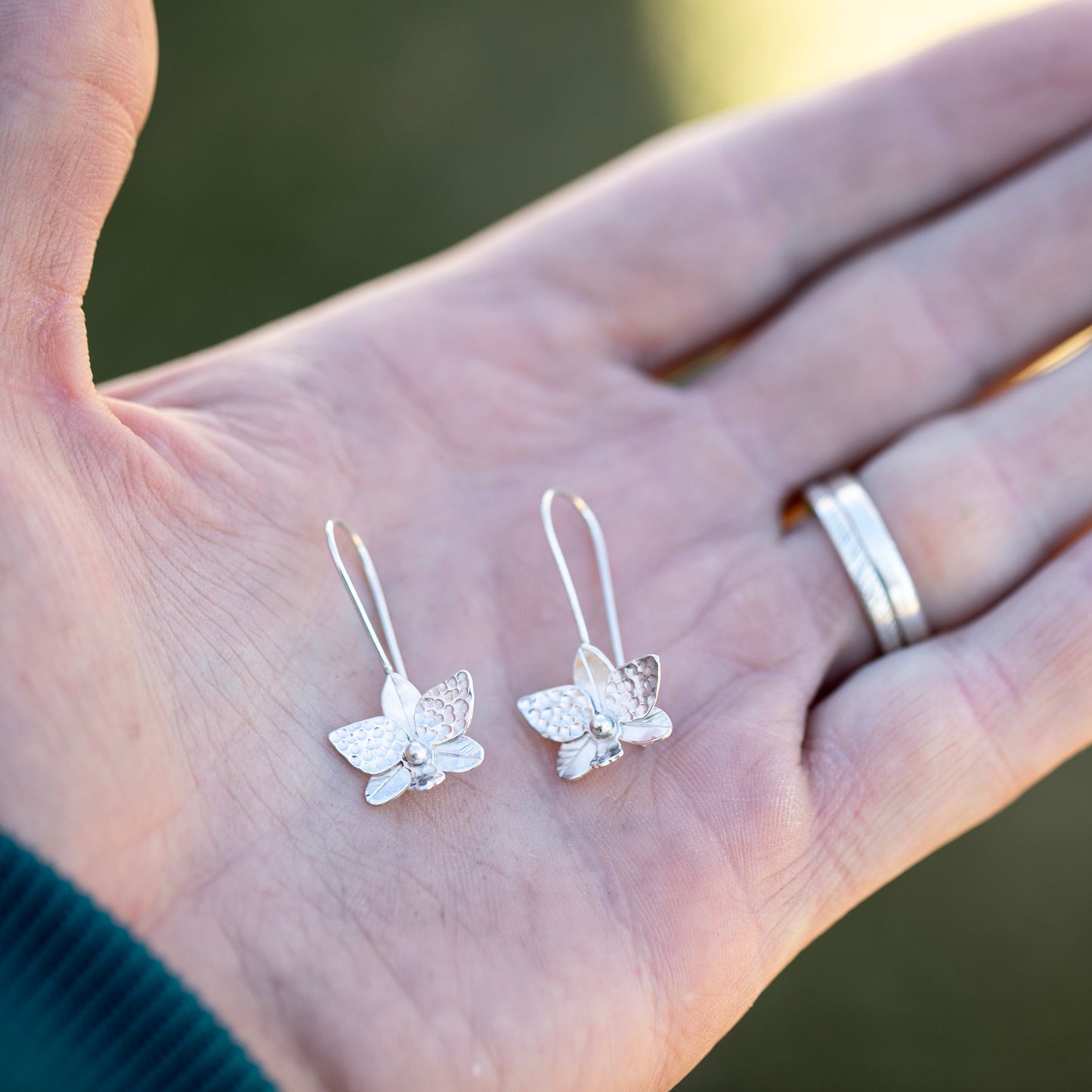 Silver Siam Earrings