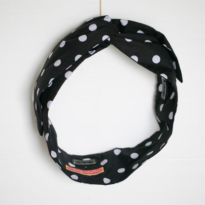 Black Polka Dot Petal Headwrap