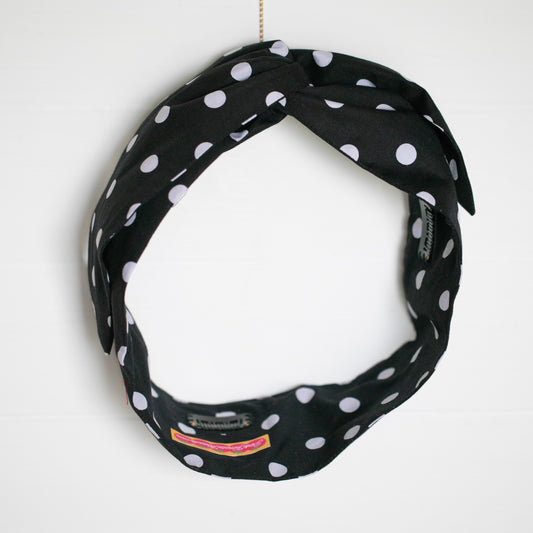 Black Polka Dot Petal Headwrap