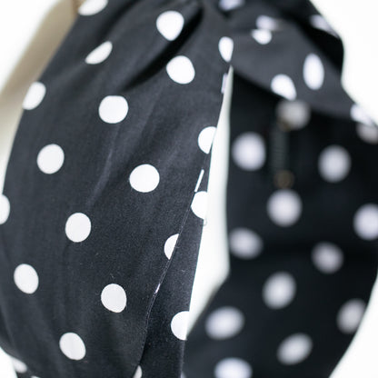 Black Polka Dot Petal Headwrap