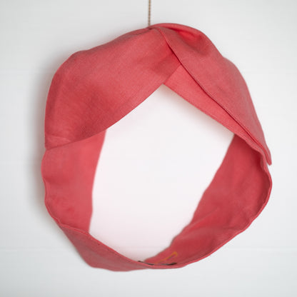 Pink Coral Linen Petal Headwrap