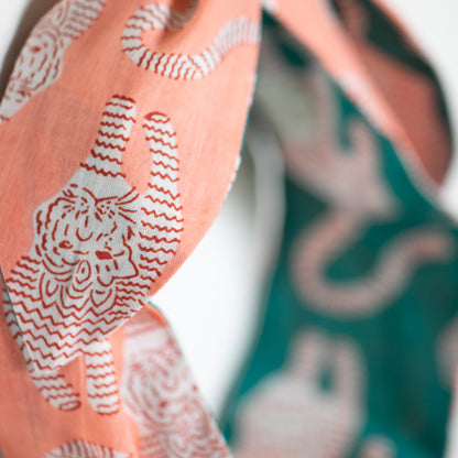 Peachy Green Tigers Petal Headwrap