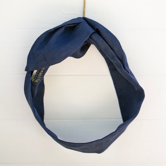 Navy Linen Petal Headwrap