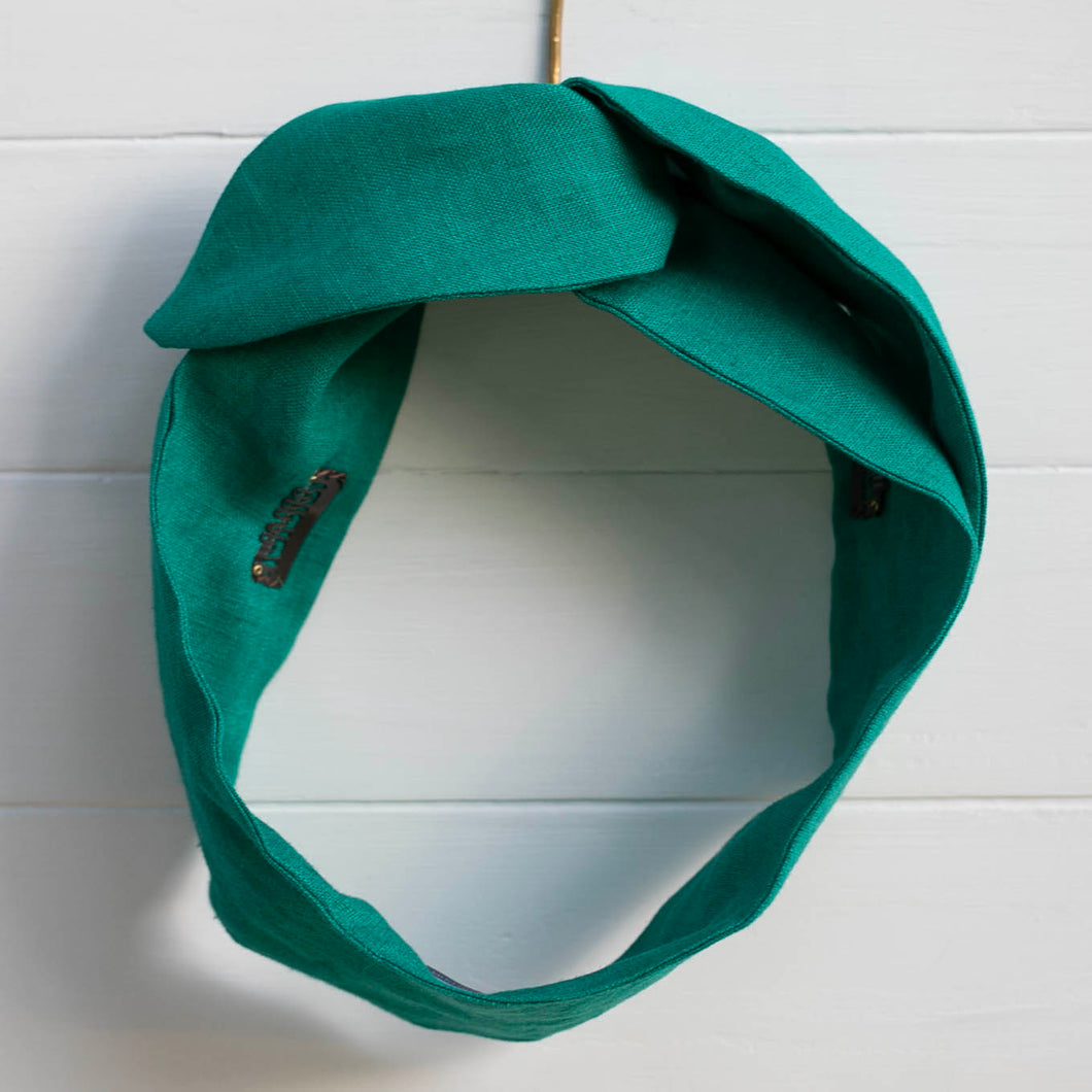 Emerald Linen Petal Headwrap