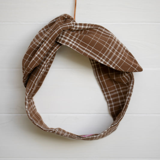 Plaid Brown Petal Headwrap