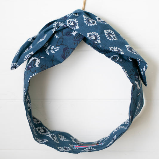 Navy Paisley Petal Headwrap