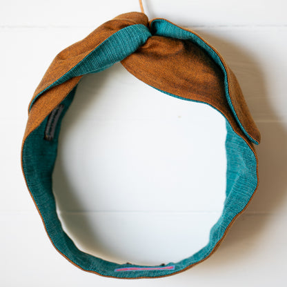 Tobacco & Teal Petal Headwrap