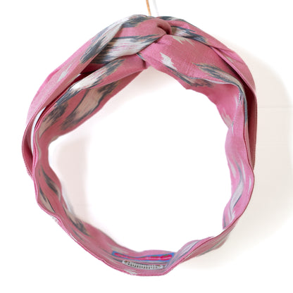 Pink Ikat Spots Petal Headwrap