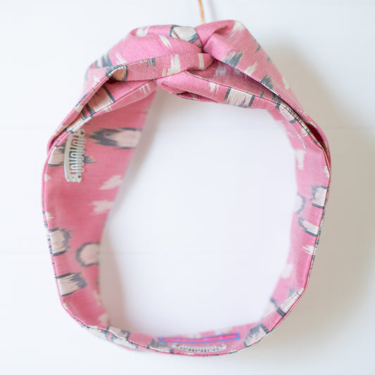 Pink Ikat Spots Petal Headwrap