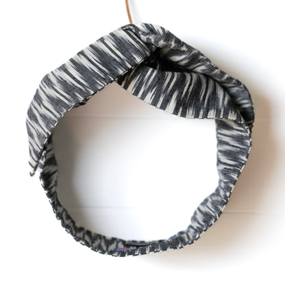 Silk Charcoal Ikat Petal Headwrap