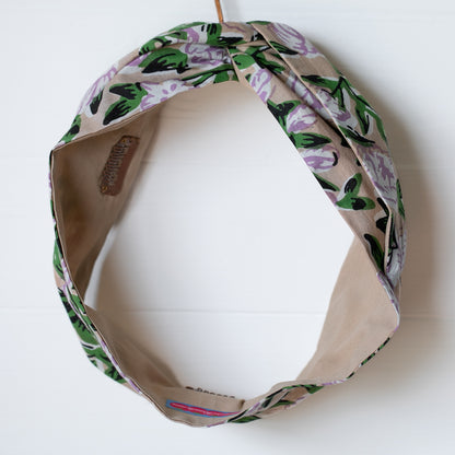 Taupe Florals Petal Headwrap