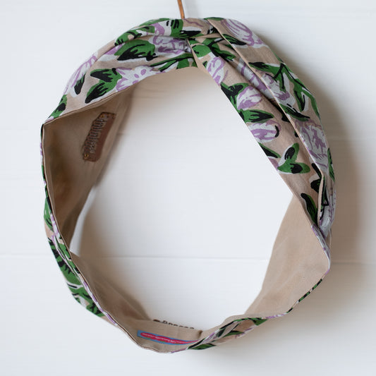 Taupe Florals Petal Headwrap