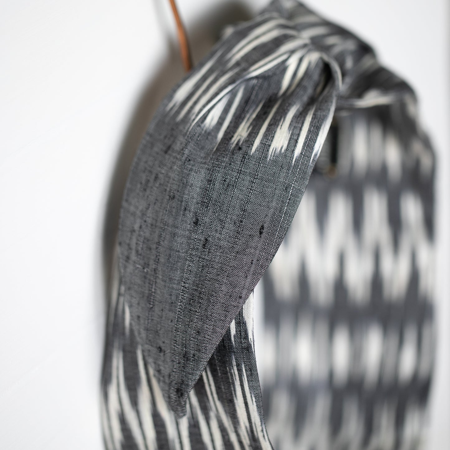 Silk Charcoal Ikat Petal Headwrap