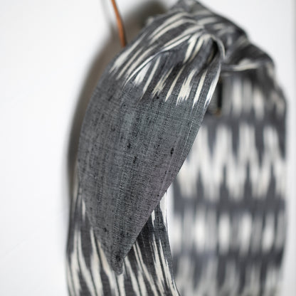 Silk Charcoal Ikat Petal Headwrap