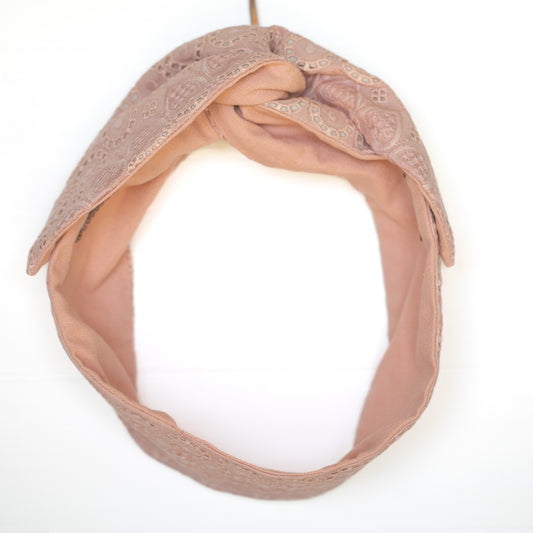 Dusty Pink Eyelet Petal Headwrap