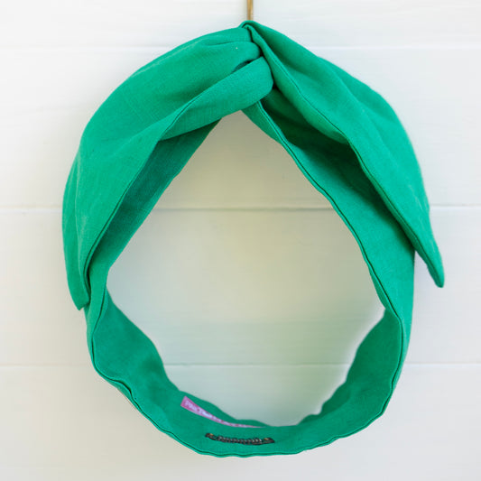 Green Linen Petal Headwrap