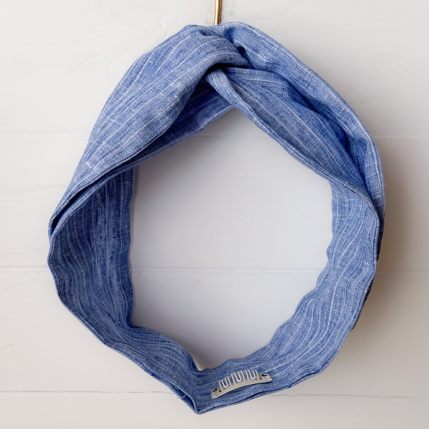 Pinstripe Blue Linen Petal Headwrap