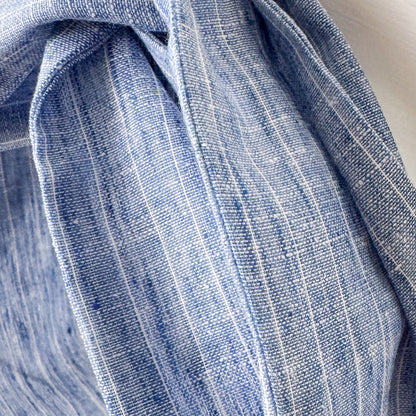 Pinstripe Blue Linen Petal Headwrap