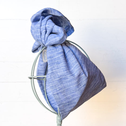 Pinstripe Blue Linen OG Headwrap