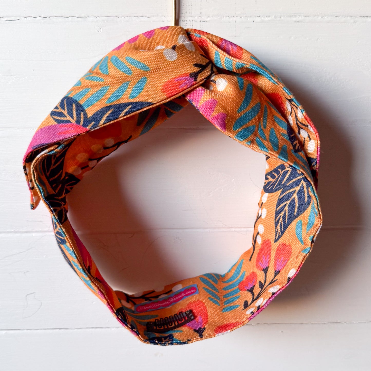 Gold and Pink Floral Petal Headwrap