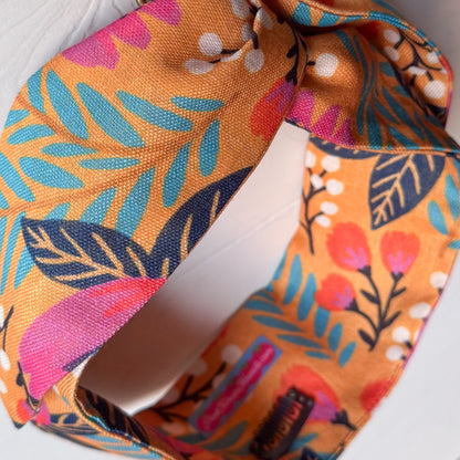 Gold and Pink Floral Petal Headwrap