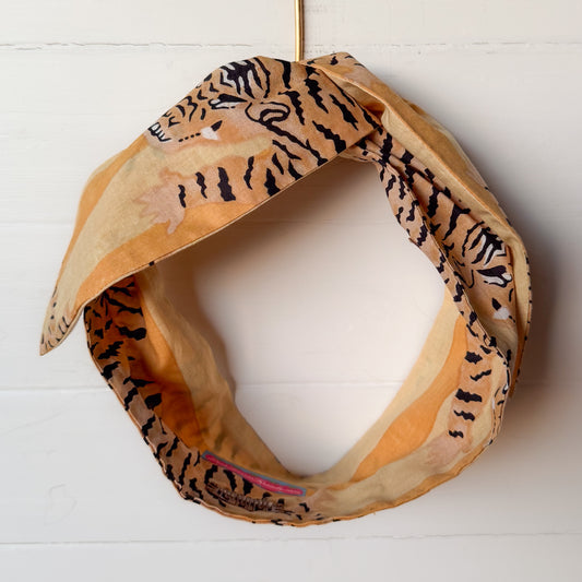 Gold Tiger Full Face Petal Headwrap