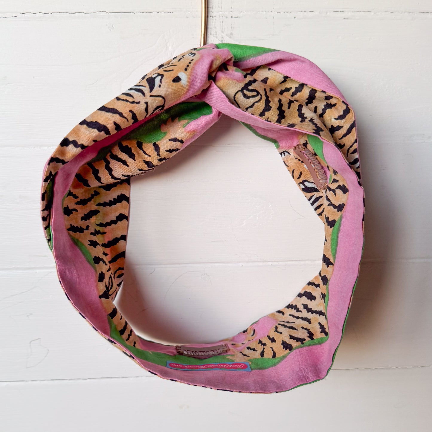 Pink Tiger Off-center Face Petal Headwrap