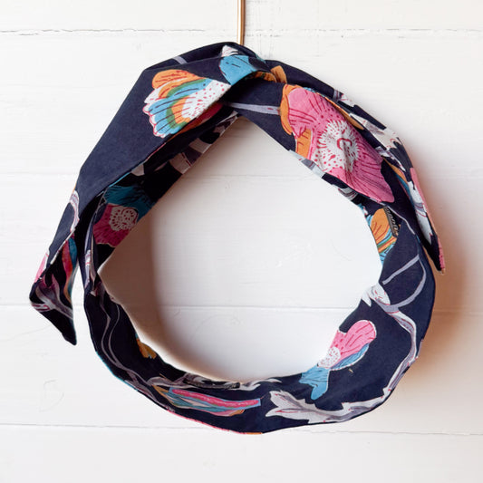 Navy Night Blooms Petal Headwrap