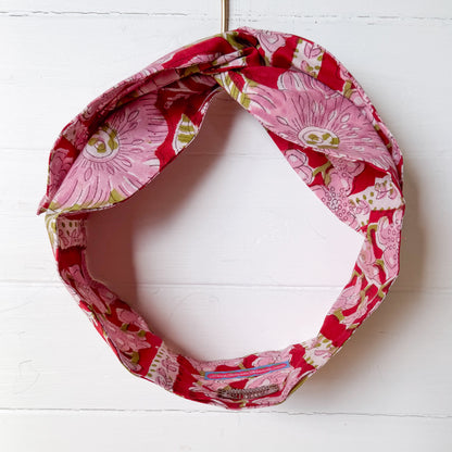 Pink Flowers Horizontal Petal Headwrap
