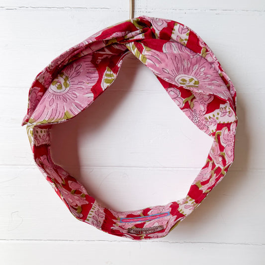 Pink Flowers Horizontal Petal Headwrap