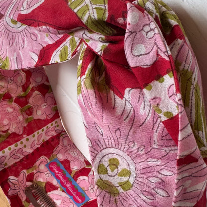 Pink Flowers Horizontal Petal Headwrap