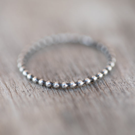 Silver Beads Stacker Ring