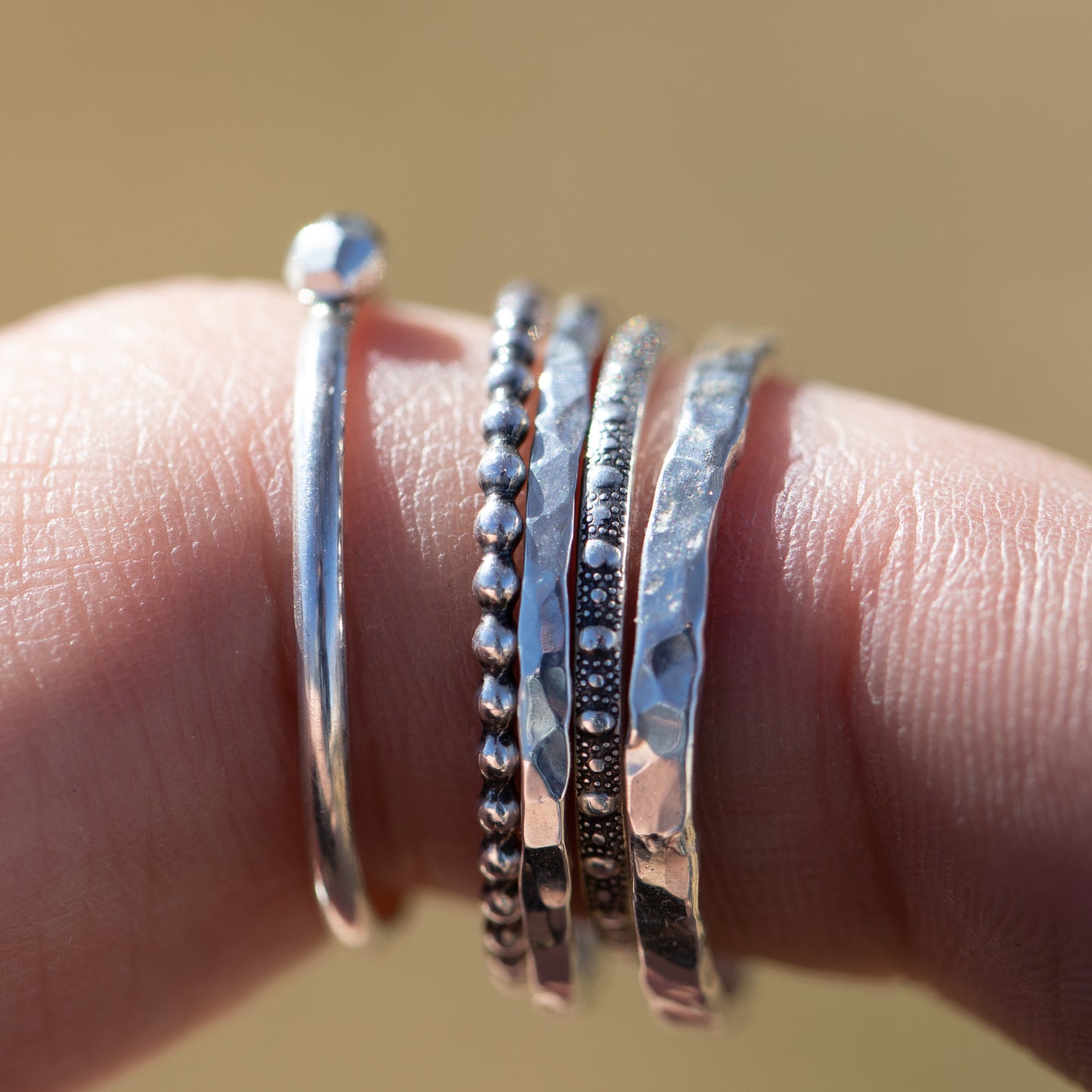 Silver Beads Stacker Ring