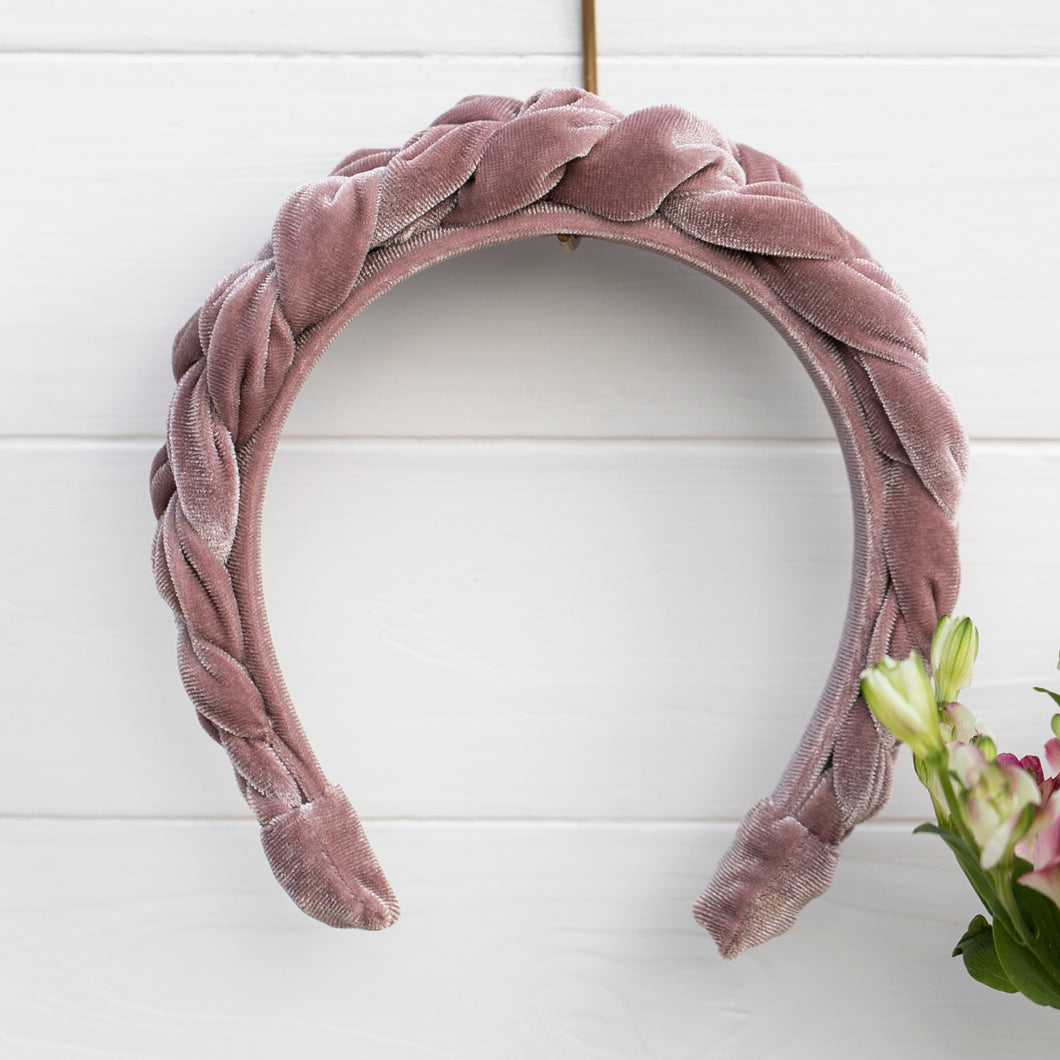 Slim Braided Crown Headband- Blush
