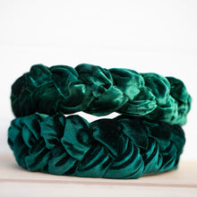 Load image into Gallery viewer, Slim Braided Crown Headband- Forest Green
