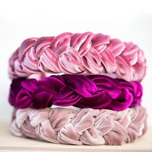 Slim Braided Crown Headband- Blush