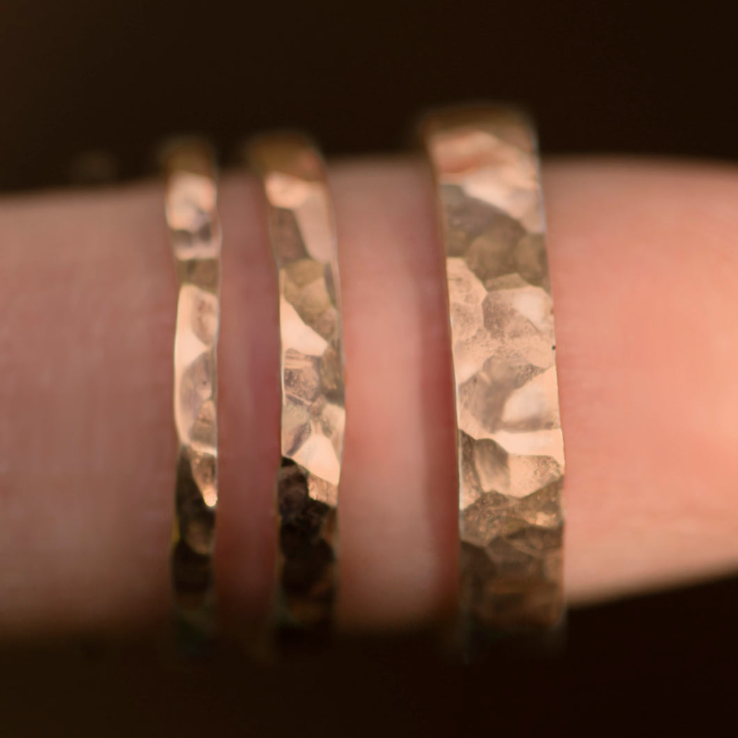 4mm 14K Rose Gold Hammered Ring